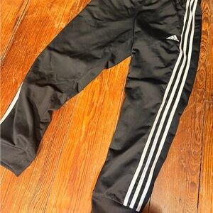 Adidas Kids Black Joggers with White Stripes